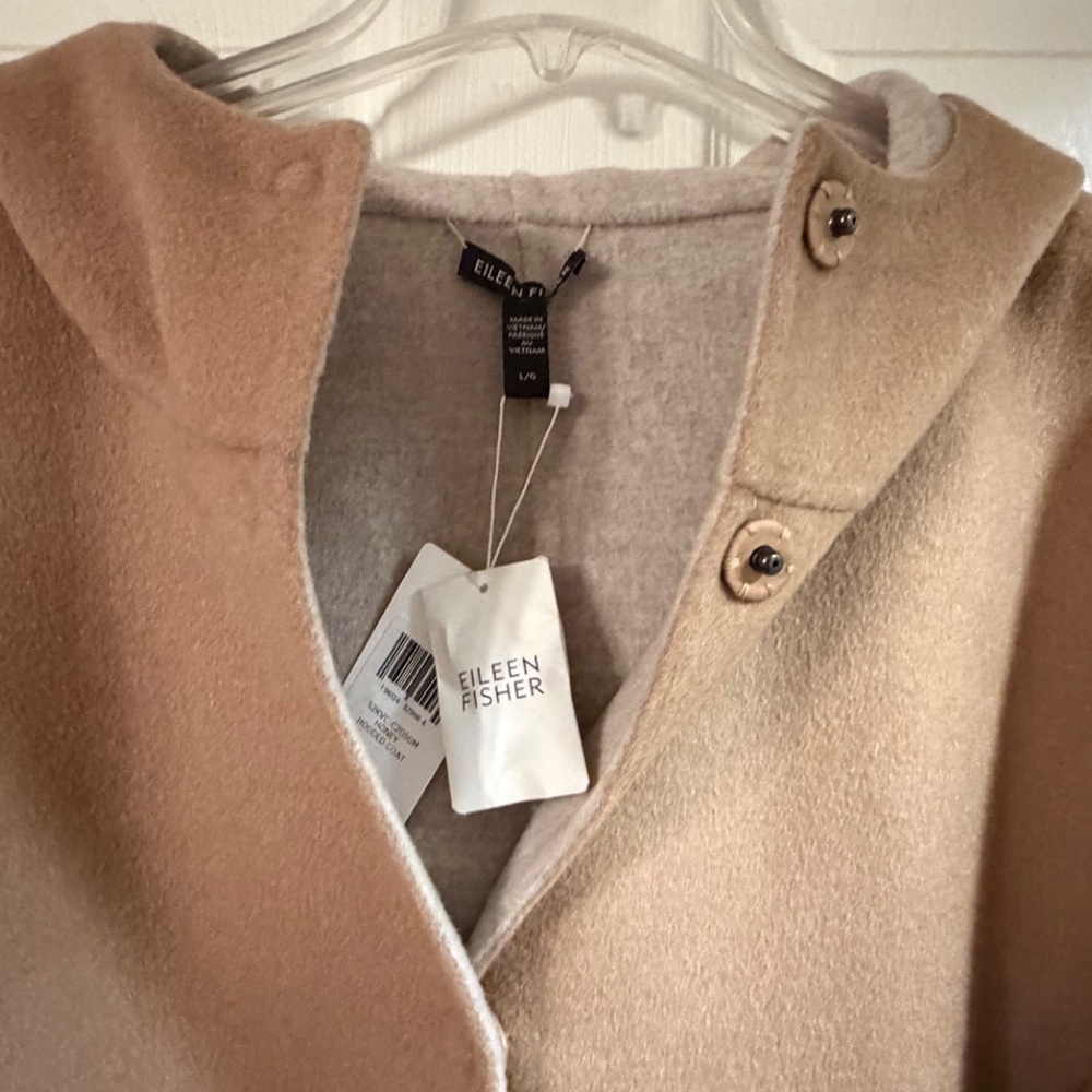 NWT Eileen Fisher Honey Hooded Coat Size L - Picture 7 of 7